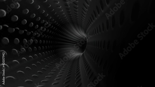 Travel Through A Dark Dots Tunnel 3d illustration