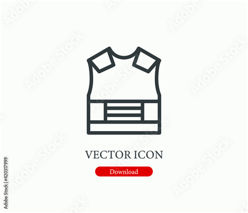 Bulletproof vector icon.  Editable stroke. Linear style sign for use on web design and mobile apps, logo. Symbol illustration. Pixel vector graphics - Vector