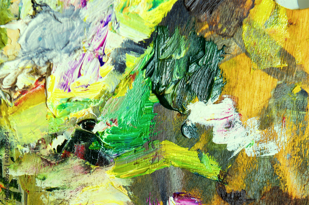 Macro close up of different color oil paint. Colorful acrylic. modern art concept.