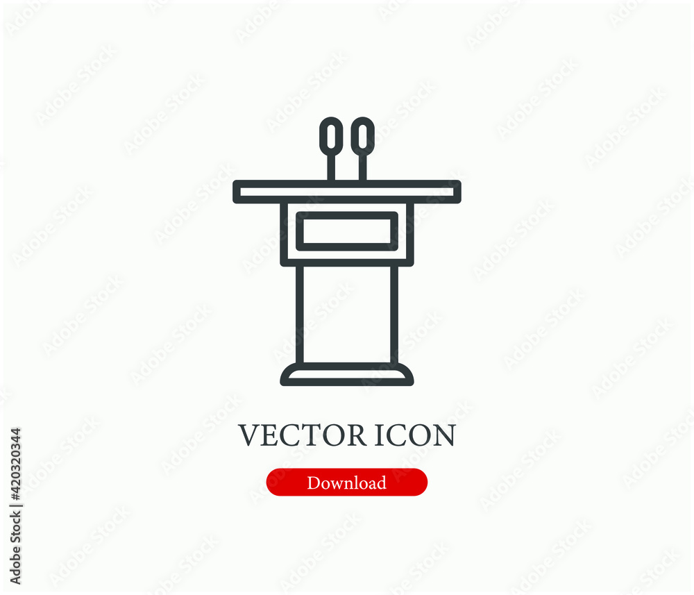 Podium vector icon. Editable stroke. Linear style sign for use on web design and mobile apps, logo. Symbol illustration. Pixel vector graphics - Vector Podium vector icon. Editable stroke. Linear style sign for use on web design and mobile apps, logo. Symbol illustration. Pixel vector graphics - Vector