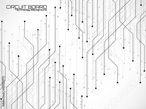 High-tech background with circuit board, technology design. Vector illustration
