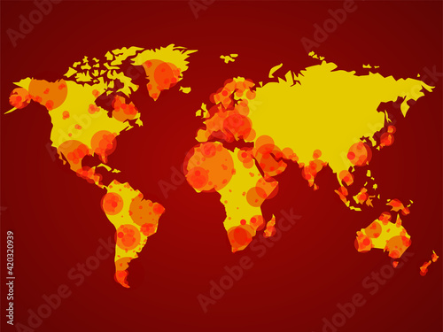 World map of coronavirus pandemic. Covid-19. Covid map. Disease outbreaks by year. Vector background