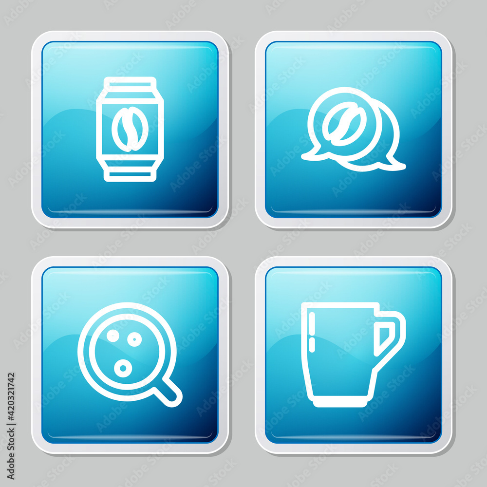 Set line Bag of coffee beans, Coffee and conversation, cup and icon. Vector Set line Bag of coffee beans, Coffee and conversation, cup and icon. Vector