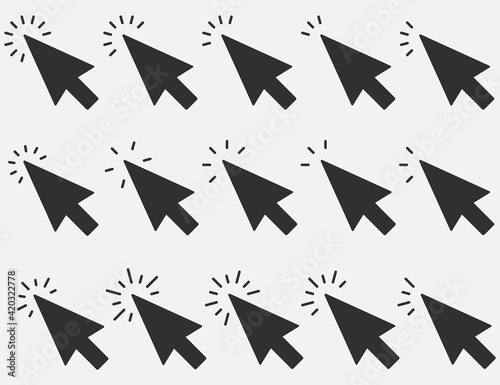 Free Download Set of Clicks icon. Cursor sign. Clicking Arrow, Mouse Cursor Symbol. Vector illustration. - GFXLoad