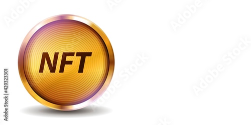 Vector realistic isolated NFT poster on the white background. Concept of non-fungible token and cryptocurrency.
