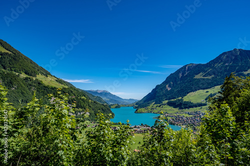 View of the lake and mountains