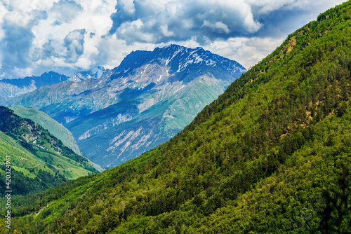 Beautiful mountains in the Elbrus region. Beautiful mountain landscape in Russia © Maryana