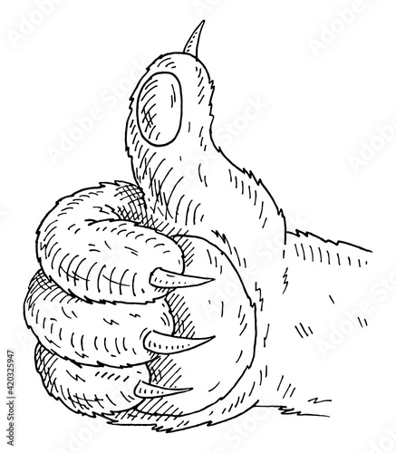 Cat paw showing symbol like isolated on a white background.