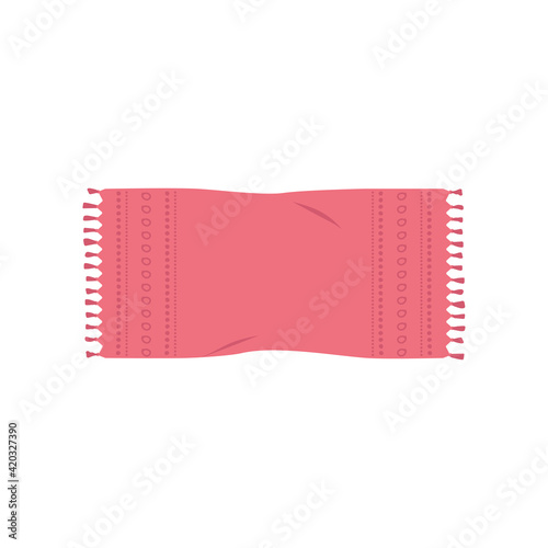 Illustration of fashionable pink shawl, rug, mat or beach towel with pattern