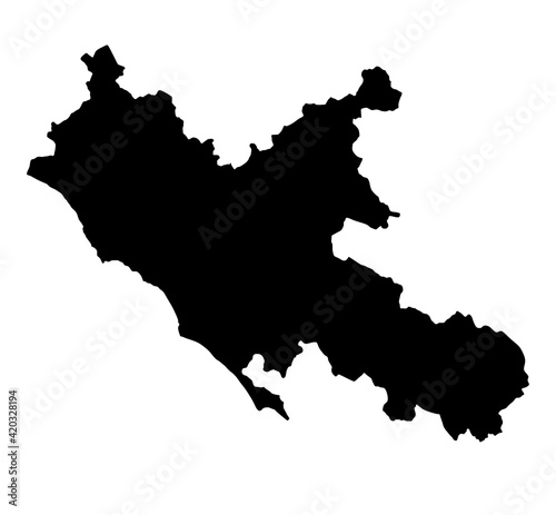 Lazio map silhouette vector illustration isolated on white background, Italy province. Lacio region.