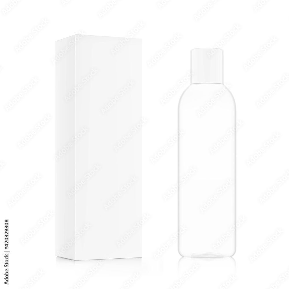 Blank plastic tube mockup with box. Vector illustration isolated on white background. Can be use for your design, advertising, promo and etc. EPS10. Blank plastic tube mockup with box. Vector illustration isolated on white background. Can be use for your design, advertising, promo and etc. EPS10.