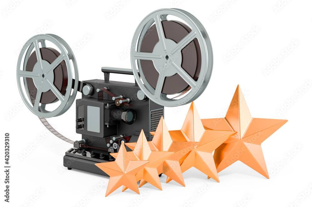 Fototapeta premium Customer rating of film projector. 3D rendering