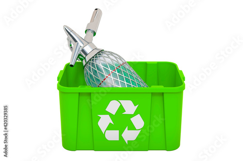Konstfotografi Recycling trashcan with soda siphon, 3D rendering