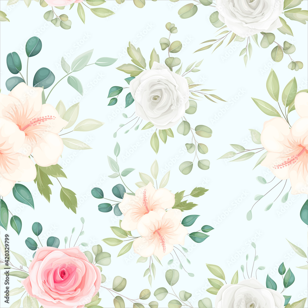 Beautiful floral seamless pattern with romantic flowers