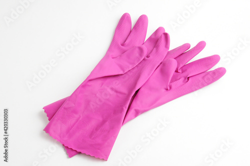 Rubber gloves for protecting hands during technical work on a white background