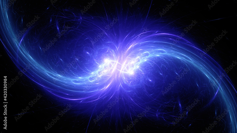 Fototapeta premium Abstract background, smooth multicolored lines on a black background.