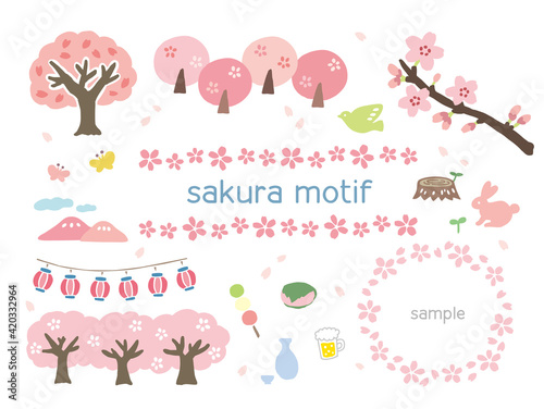 桜素材のベクターセット
