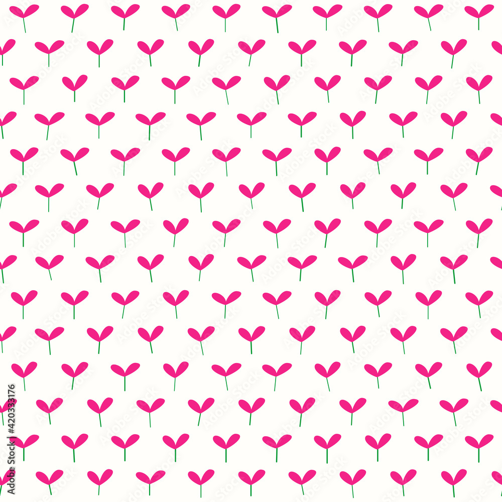 simple mini pink hand drawn flowers doodle seamless pattern for background, wallpaper, cover, label, wrapping paper, card, banner, texture etc, vector design.
