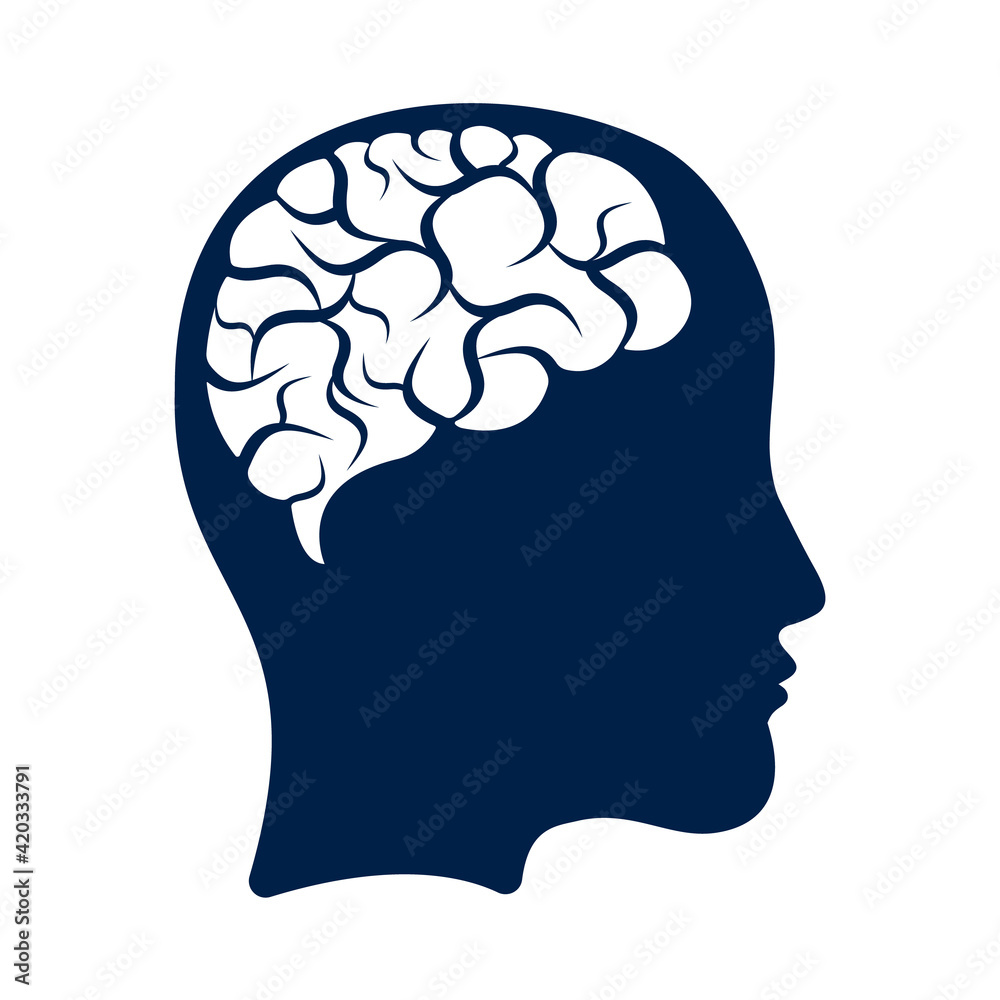 Head with brain vector illustration design. woman head and brain vector icon. Mind concept. Head with brain vector illustration design. woman head and brain vector icon. Mind concept.