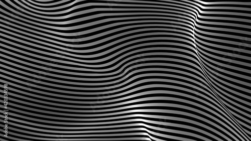 Black and white curve wave line abstract background.