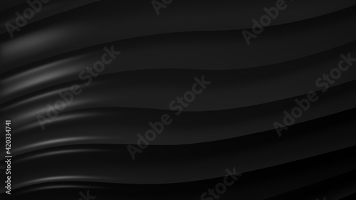 Black gray gradient geometric abstract background. Elegant curved lines and shape with color graphic design. 3d Rendering.