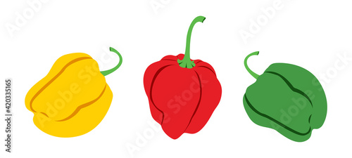 Scotch bonnet pepper illustration vector icon set