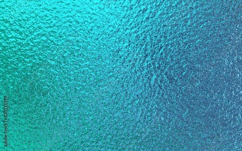 Teal green blue foil paper texture background.