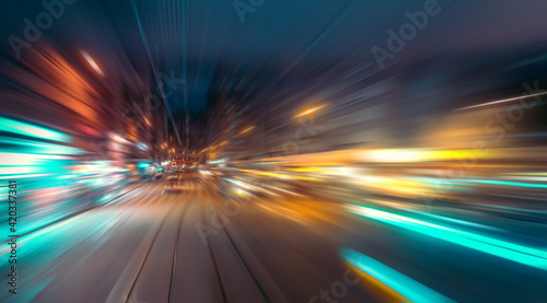 Abstract image of night traffic light trails in the city