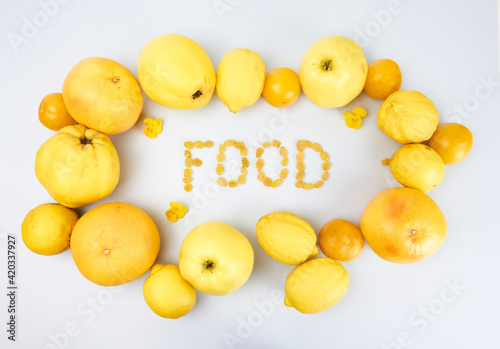 Healthy food with yellow fruits