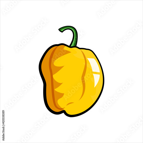 yellow scotch bonnet pepper cartoon vector isolated on a white background