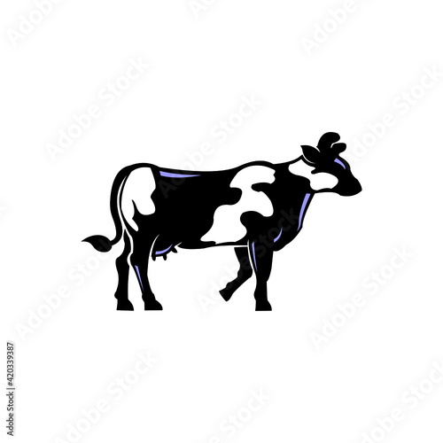 dairy milk cow logo, silhouette of  cow walking vector illustrations