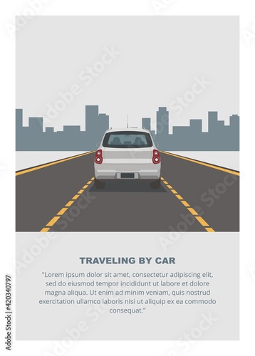 Traveling by car. Simple flat illustration.
