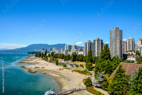 view of the city from the beach Vancouver Canada photo