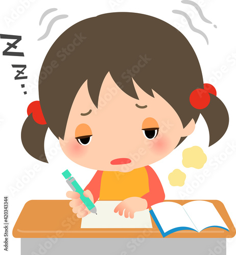 授業中に居眠りする女の子
