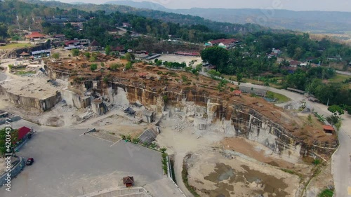 Breksi Cliff in Yogyakarta Indonesia, closed quarry tourist attraction