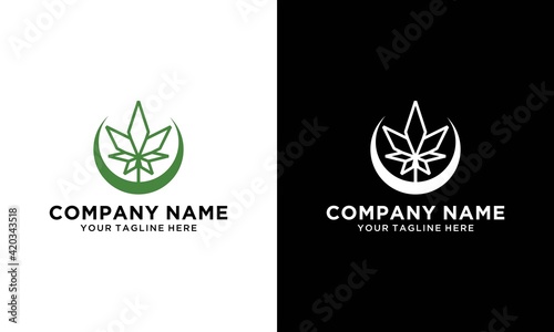cannabis lineart logo vector