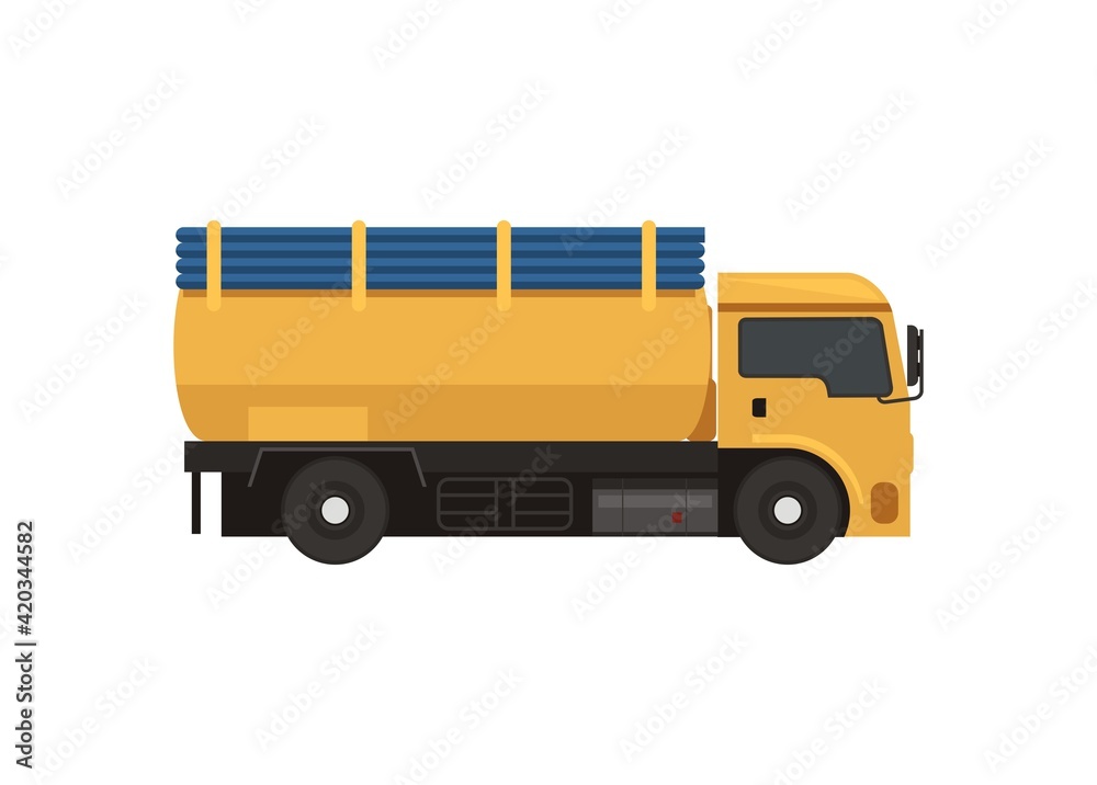 Septic tank truck. Simple flat illustration
