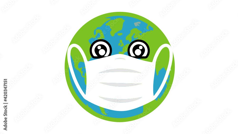 Naklejka premium Planet earth with mask