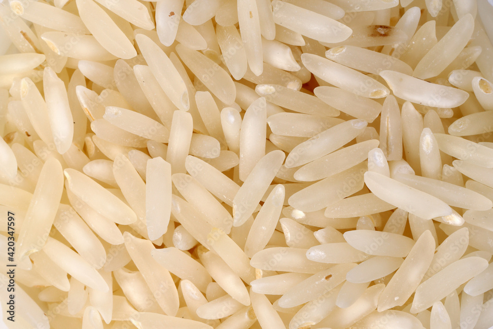 Medium grain jasmine rice on white background Medium grain jasmine rice on white background