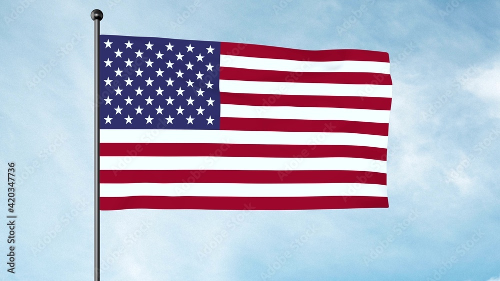 Fototapeta premium 3D Illustration of flag of the United States of America, the American flag or the U.S. flag, is the national flag of the United States.