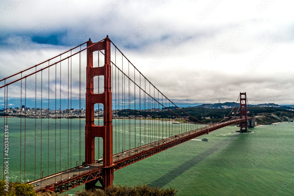 dramatic landscape of Baker Beach in San Francisco , California.