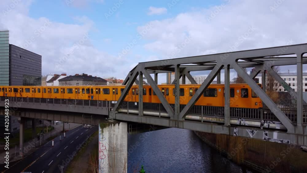 The yellow cars of the Berlin metro. Amazing drone footage The yellow cars of the Berlin metro. Amazing drone footage