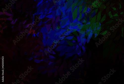 Dark Multicolor vector doodle backdrop with leaves.
