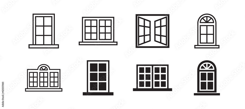 Window icon set. Vector graphic illustration. Suitable for website design, logo, app, template, and ui. Window icon set. Vector graphic illustration. Suitable for website design, logo, app, template, and ui.