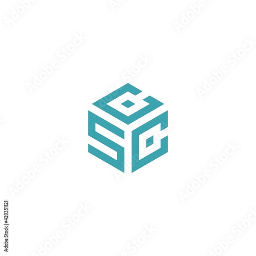 Business logo letter line cube. icon design template. geometric isolated monogram letter SCC