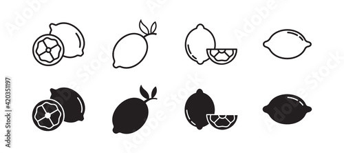 Lemon icon set. Vector graphic illustration. Suitable for website design  logo  app  template  and ui. 