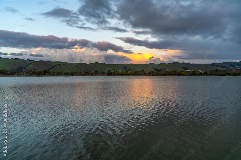View of Lake Elizabeth in the evening, Fremont Central Park