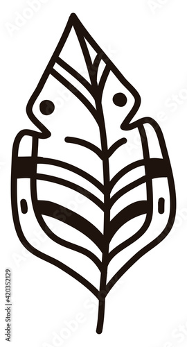 Nicely shaped feather, illustration, vector on a white background