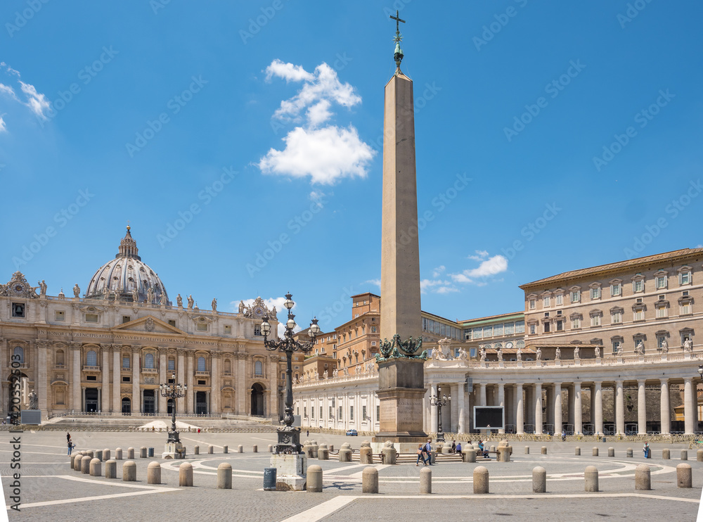 Empty St. Peter square in Vatican city center of Rome Italy