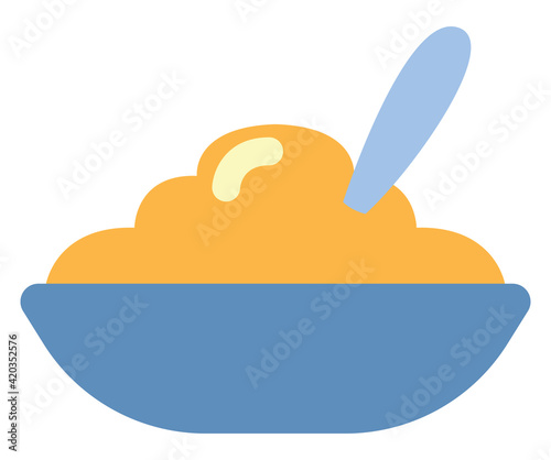 Hot porridge, illustration, vector on a white background
